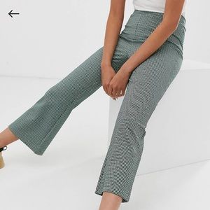 Monki check print flare pants multi colored